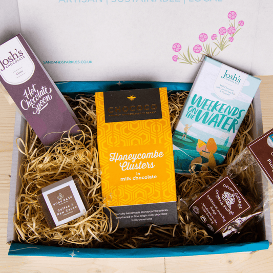 Sand and Sparkles Chocolate Gift Box with artisan chocolate from Devon, Cornwall and Dorset