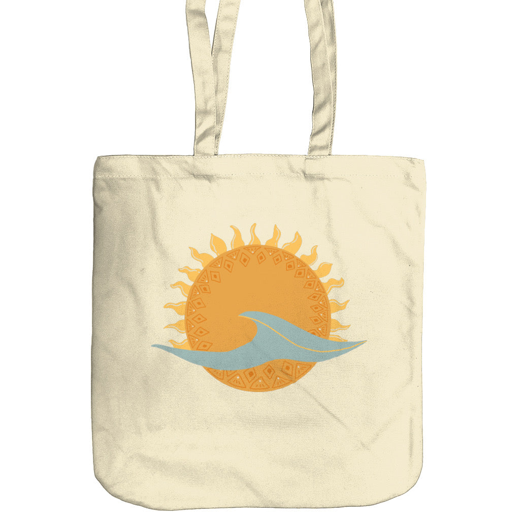 Canvas Beach Tote Bag - Organic Cotton Canvas Luxury Tote Bag - sunset wave