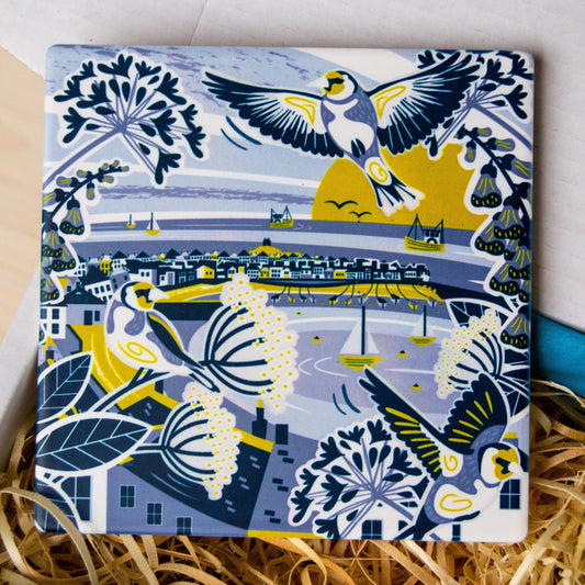 Coastal gifts - Cornish ceramic coaster - St Ives