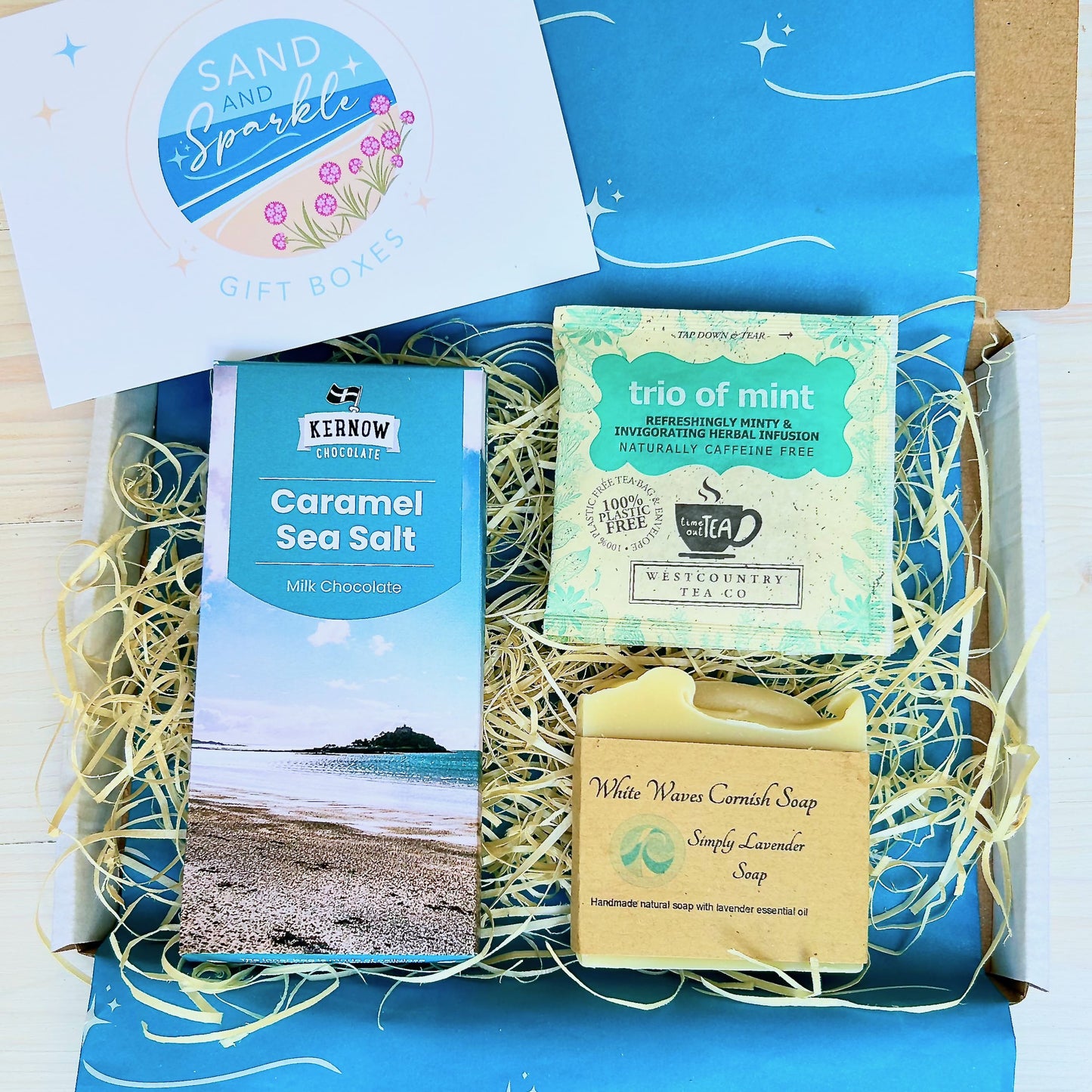 Cornish Gift Set - Letterbox - with handmade Cornish soap, artisan Cornish chocolate and herbal tea
