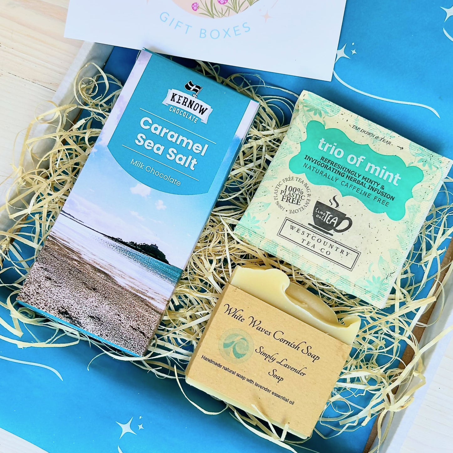 Cornish Gift Set - Letterbox - with handmade Cornish soap, artisan Cornish chocolate and herbal tea