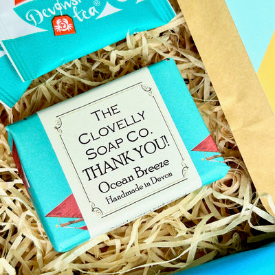Letterbox Thank You Gift Set with Thank you soap from Devon, handmade chocolate and Devonshire tea