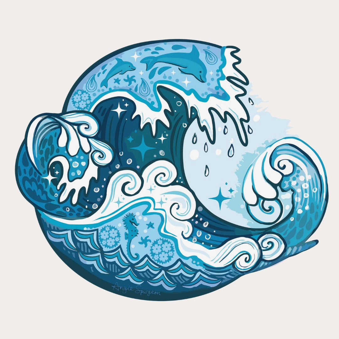 Canvas Beach Tote Bag - Organic Cotton Canvas Luxury Tote Bag - ocean wave design