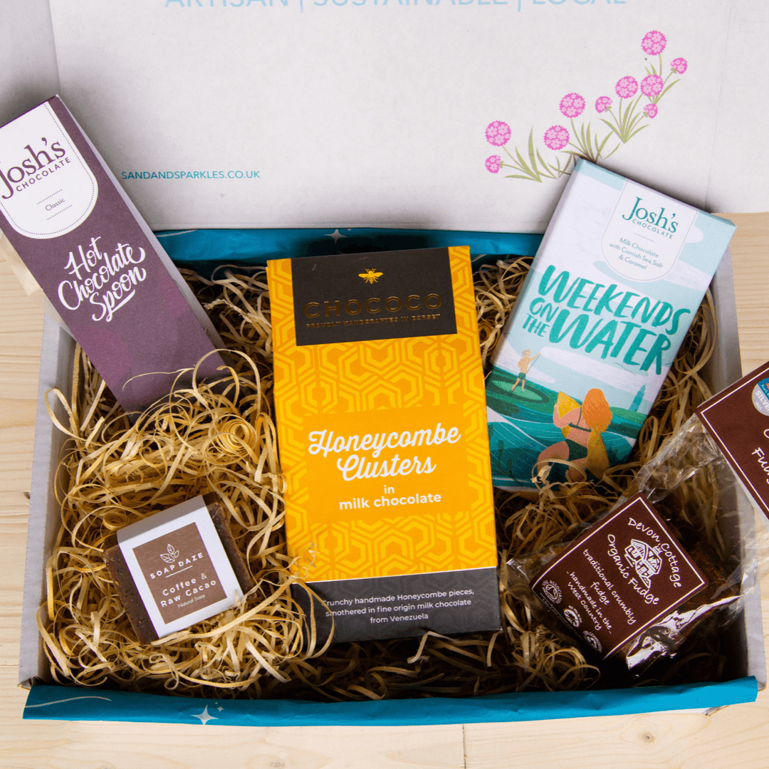 Sand and Sparkles Chocolate Gift Box with artisan chocolate from Devon, Cornwall and Dorset