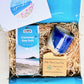 Coastal Candle Gift Set with Ceramic Cornish coastal candle, natural hand-made soap, artisan hand cream and chocolate