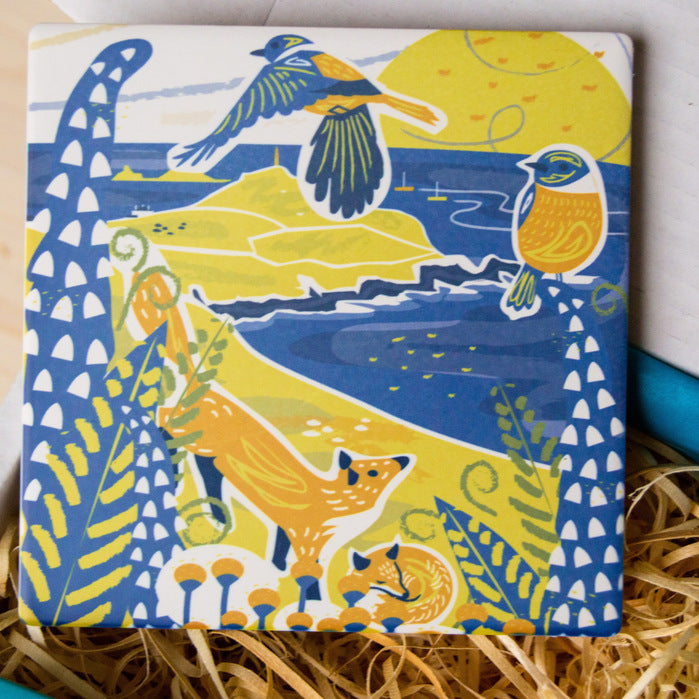 Coastal gifts - Cornish ceramic coaster - Cape Cornwall