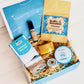 New Mum Gift Hamper perfect for new mother or mum-to - be with bump balm, aromatherapy oil, natural bath bomb, luxury lip balm, Cornish chocolate and herbal tea.