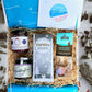 Cornish Christmas Hamper - gift box with mulled wine and cranberry relish, damson and mulled wine preserve, Cornish clotted cream shortbread and hot chocolate spoon.
