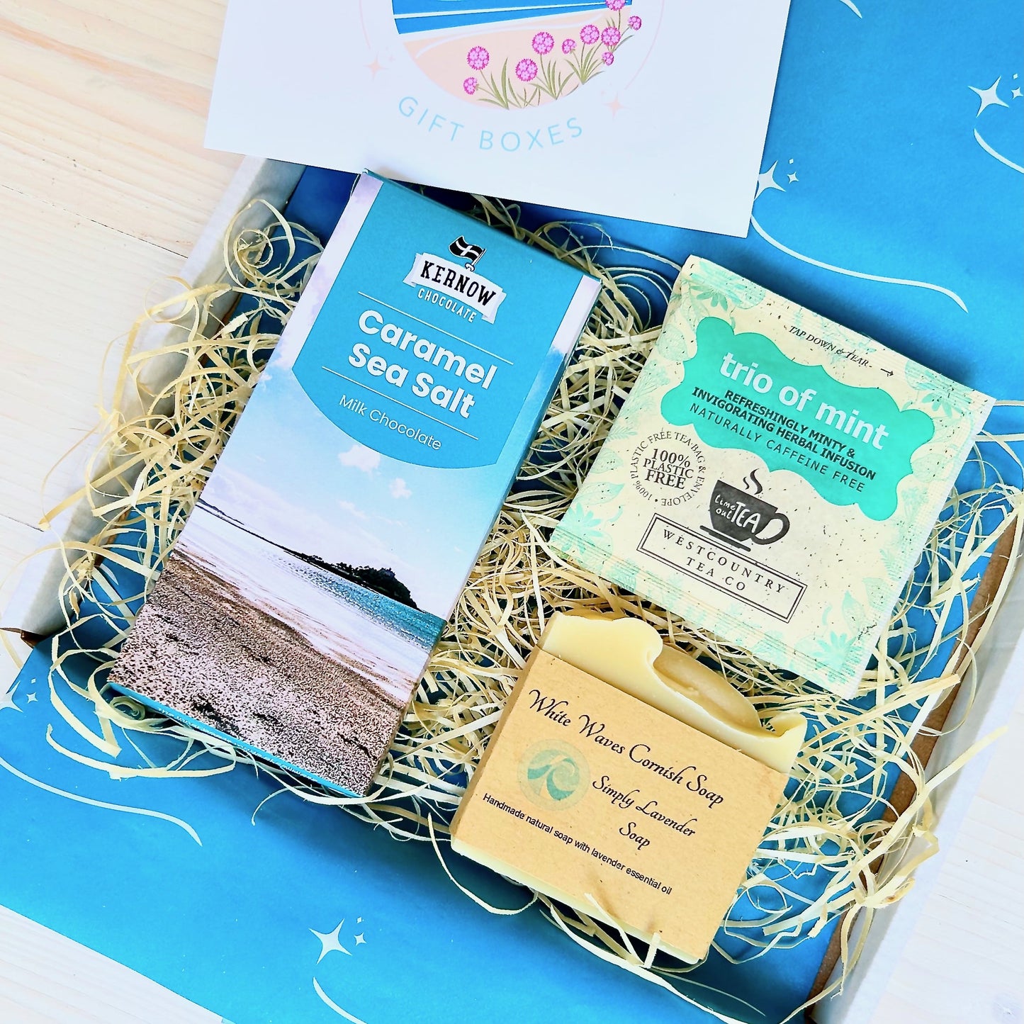 Cornish Gift Set - Letterbox - with handmade Cornish soap, artisan Cornish chocolate and herbal tea