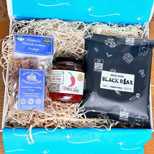 Devon Fathers Day Hamper with coffee, chilli jam and fudge