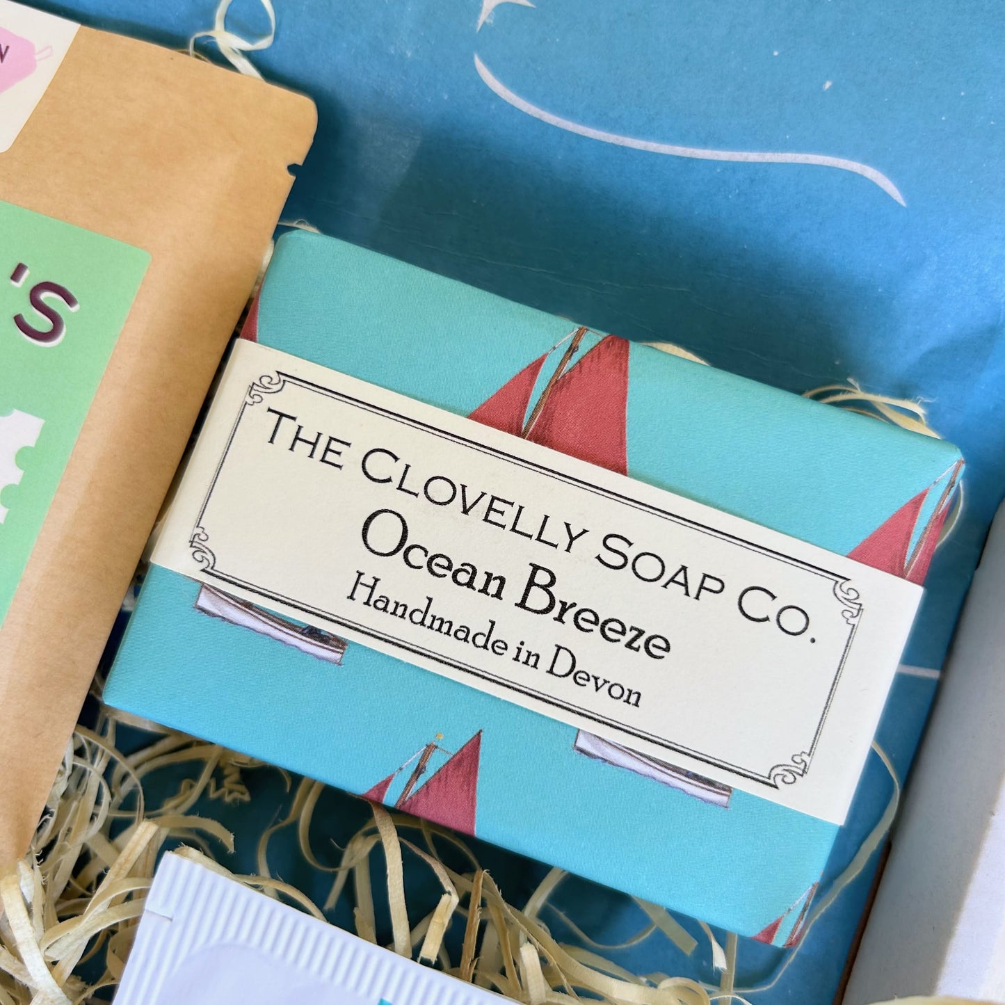 Devon Gift Set - Letterbox gift with Exeter made chocolate, Devon ocean breeze coastal soap and Devonshire tea
