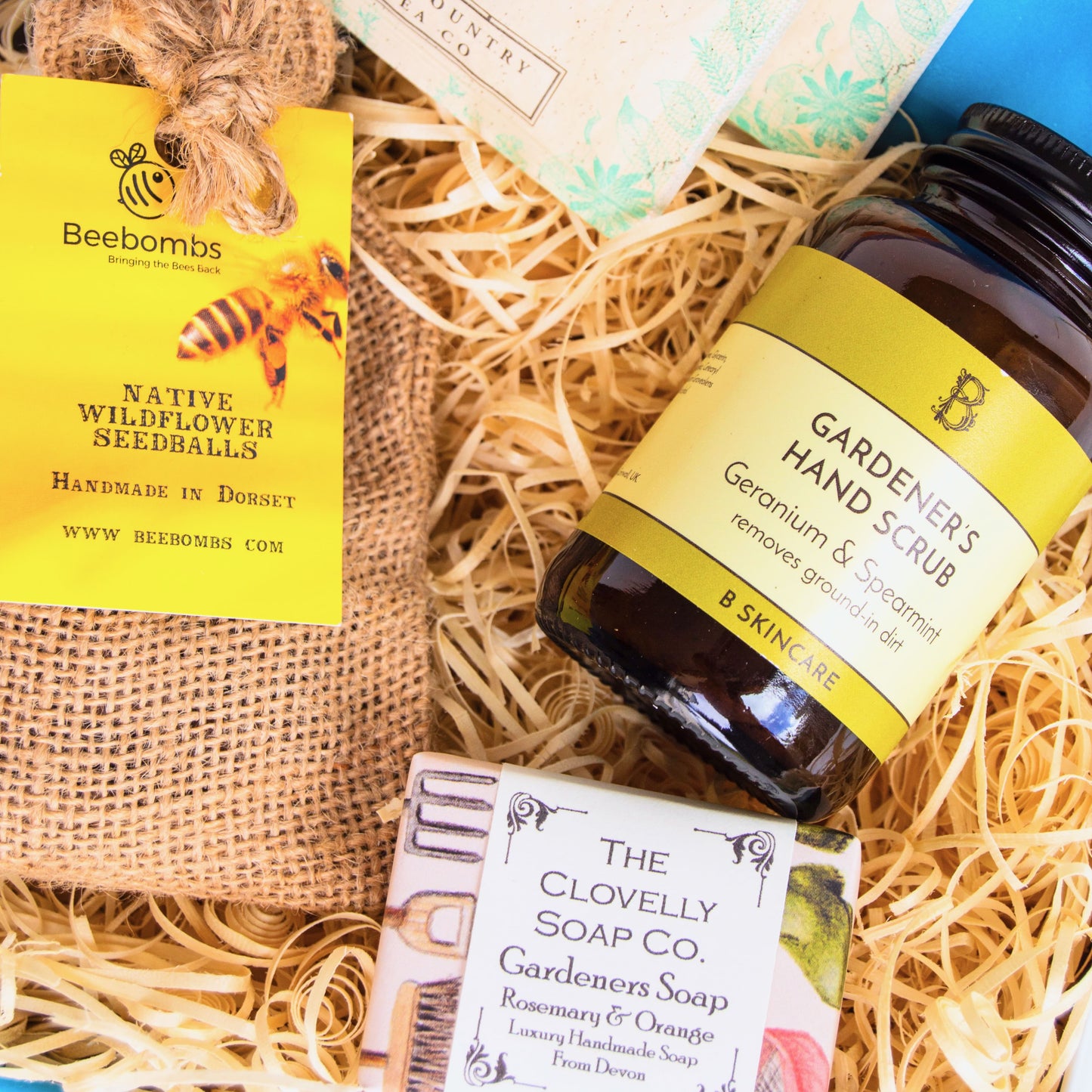 Gardeners Gift Hamper with native wildflower seedballs, handcrafted gardener's soap and herbal tea
