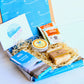 Letterbox pamper gift set with natural soap, natural spa cosmetics body scrub, cornish artisan sea salt soap and herbal tea - Devon and Cornish products.