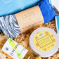 New Mum Gift Set with relaxation and pamper products including lavender eye pillow, natural bath salts, luxurious bump balm, luscombe elderflower bubbly and chocolate. 