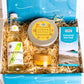 New Mum Gift Set with relaxation and pamper products including natural bath salts, luxurious bump balm, luscombe elderflower bubbly and chocolate. 