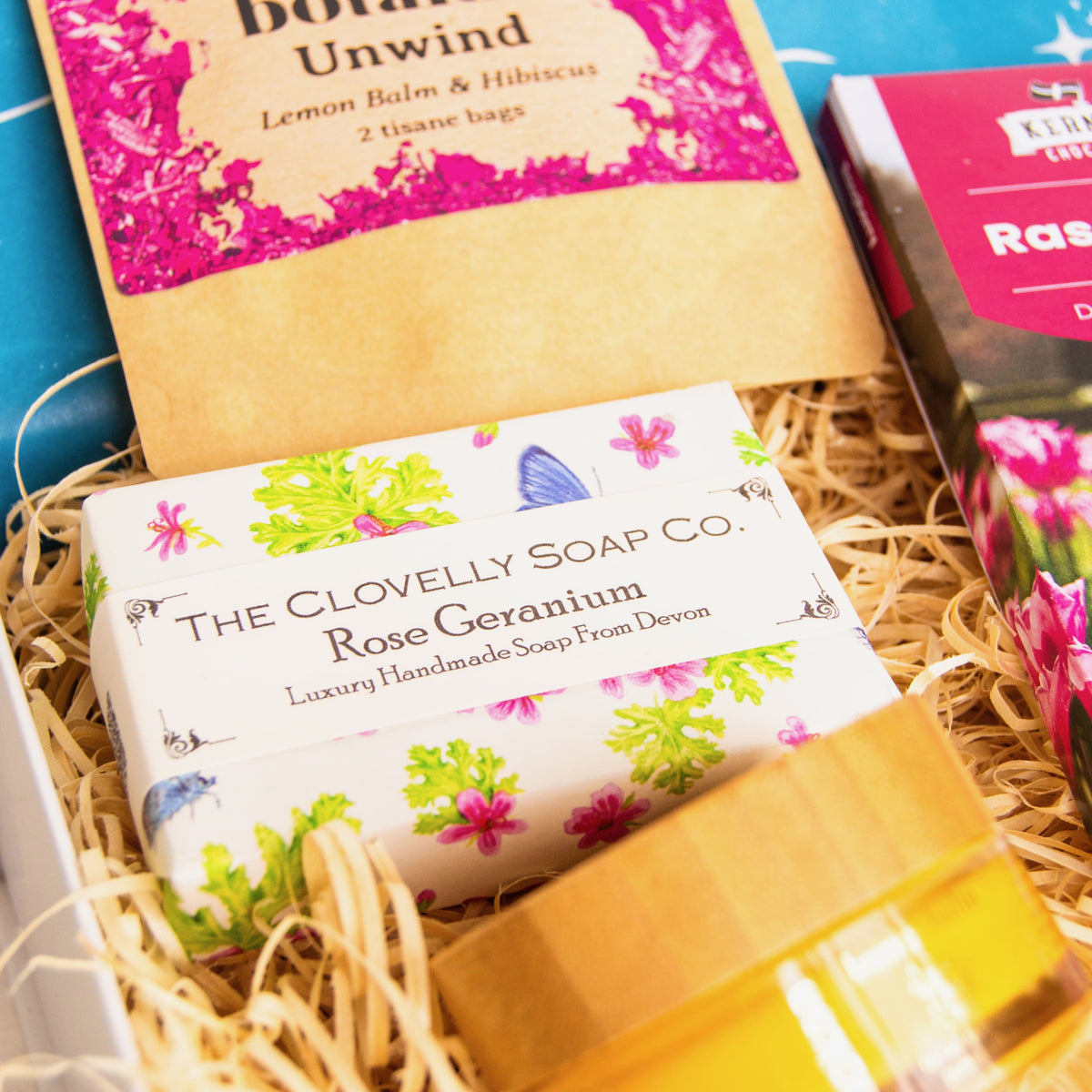 New Mum Self Care Gift Box - perfect for new mums and mums-to-be with luxury bump balm, artisan soap, Cornish chocolate and relaxing 'unwind' herbal tea.