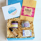 Relaxation Gift Set with lavender candle, hand-crafted soap, aromatherapy sleep oil, artisan hand cream and herbal tea - products from devon and cornwall