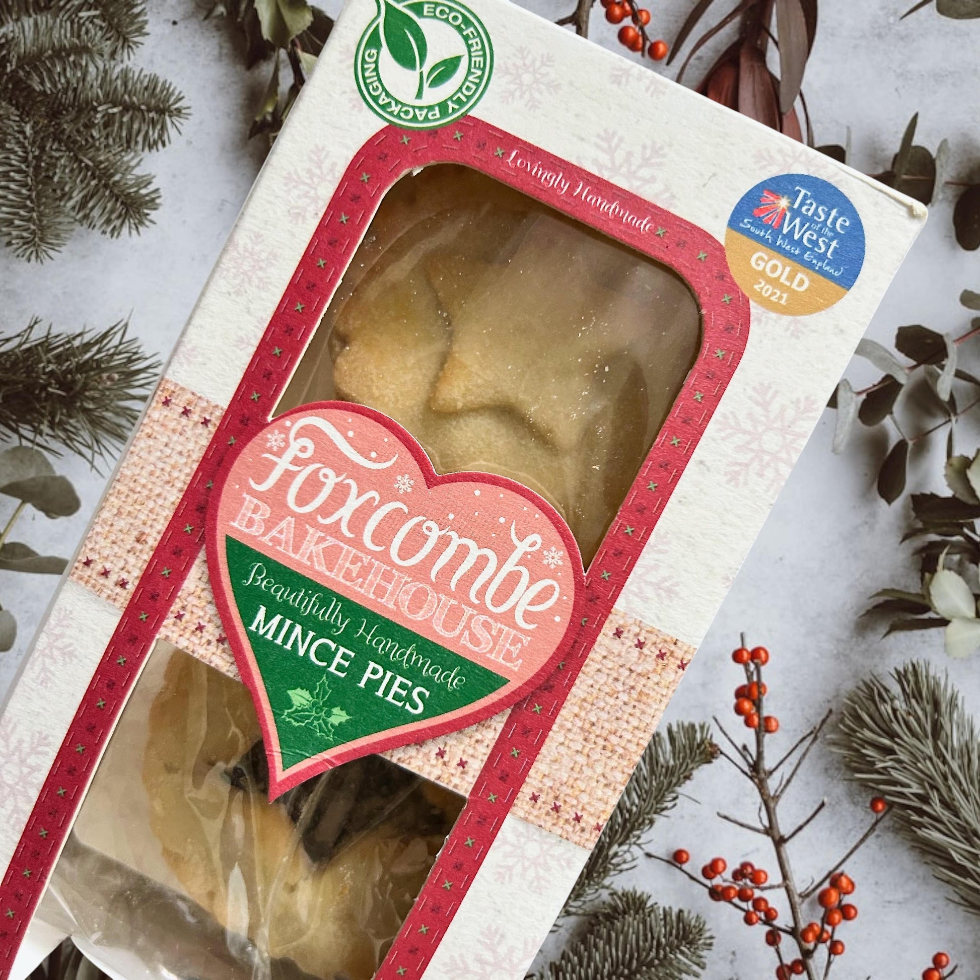 Westcountry Christmas Hamper Mini with award-winning handmade mince pies, mulled wine and cranberry relish and luxury mixed olives. 